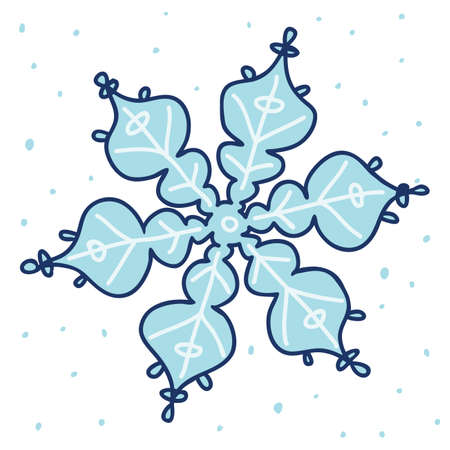 Free hand drawing style Snowflake element. Winter holyday light blue decorating shape. Vector snowflake Christmas element. A single simple detail for a festive New Year's decorationのイラスト素材
