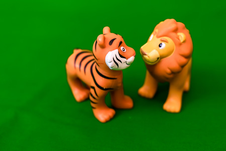 children's green background-tiger and / or lionの写真素材