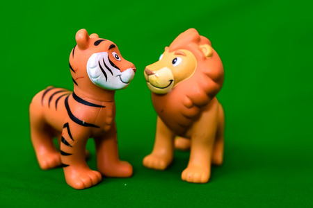 children's green background-tiger and / or lionの写真素材
