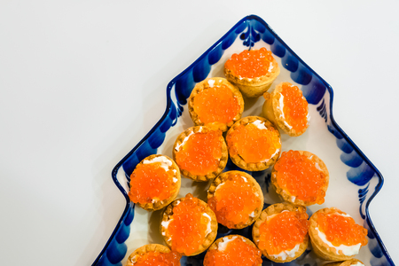 tartlets with butter and caviarの写真素材