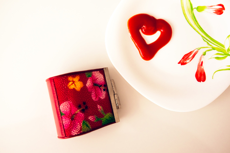 Valentine's day, items on a white or bright backgroundの写真素材