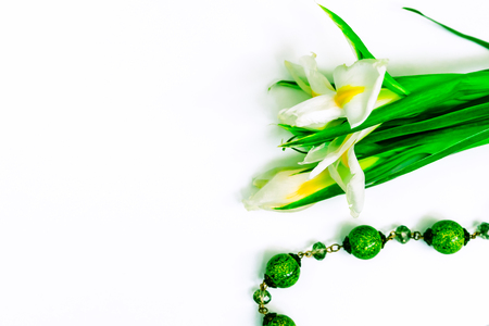 Jewellery and flower, gift for ladyの写真素材