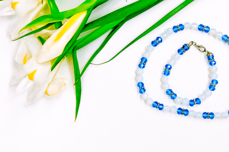 Jewellery and flower, gift for ladyの写真素材