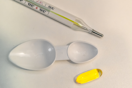 tablets or capsules with liquidの写真素材