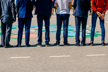 group of people standing back
