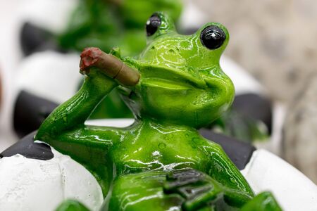 ceramic green frogの写真素材