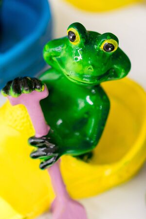 ceramic green frogの写真素材