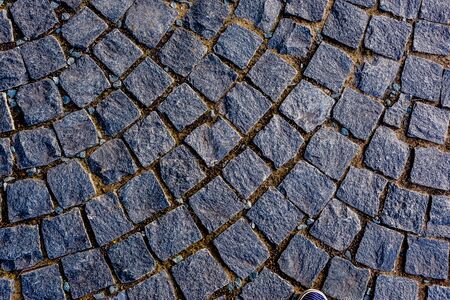 footpath lined with colored stone small sizeの写真素材