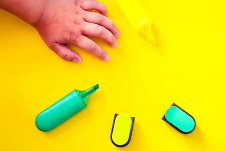 stationery and office supplies on a sheet of paper or other backgroundの写真素材