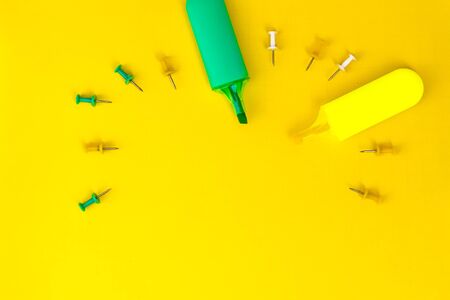 stationery and office supplies on a sheet of paper or other backgroundの写真素材