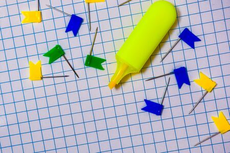 stationery and office supplies on a sheet of paper or other background