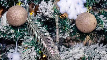 bright colored toys on a Christmas or new year treeの写真素材