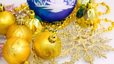 bright colored balls-decoration for Christmas treeの写真素材