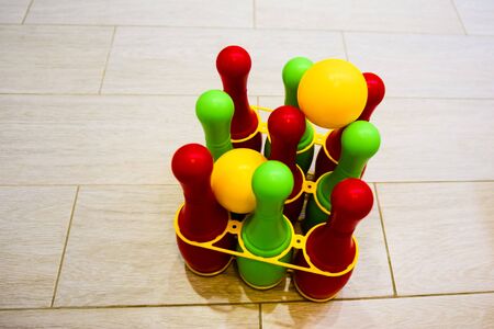 products made of colored plastic-toys and toolsの写真素材