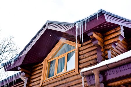 houses made of wood in a winter park