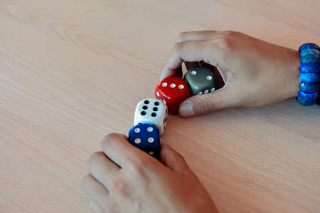 dice of different colors in different combinations