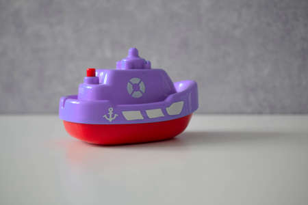 children's toy bright colored boatの写真素材