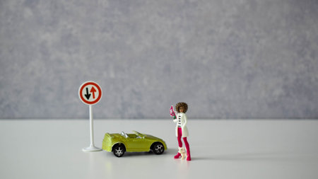 girl dolls next to a car or palm tree
