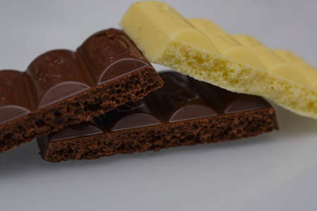 porous chocolate, white and milk
