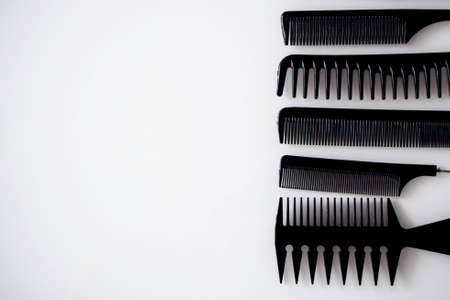 combs of different shapes and purposes, for hairdressersの写真素材