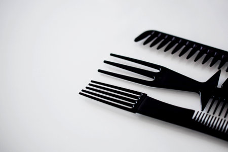 combs of different shapes and purposes, for hairdressersの写真素材