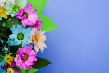 flowers of different colors, bouquet of gerberas and daisiesの写真素材