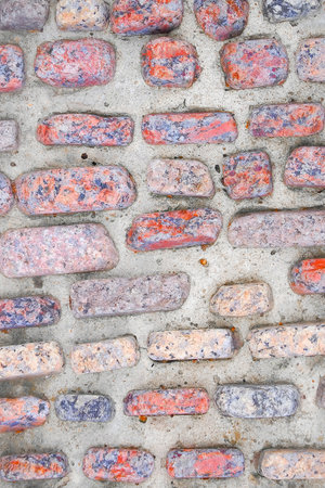 Background of brick wall texture. Close-up. Selective focus.の写真素材