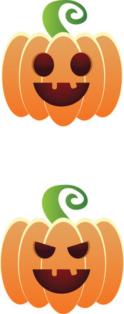 Halloween pumpkins on a white background, vector illustrationのイラスト素材
