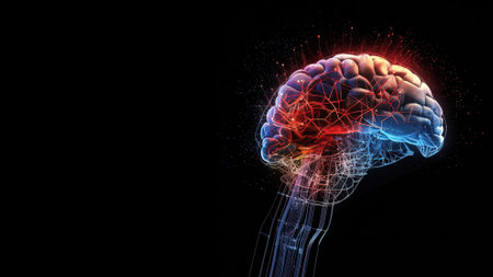 Human brain on black background. 3D illustration. Elements of this image furnished by NASAの写真素材