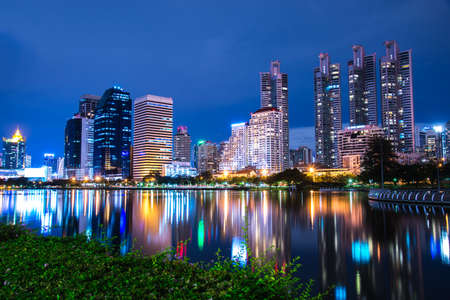 Benchakitti Park near the skyscraper business districtのeditorial素材