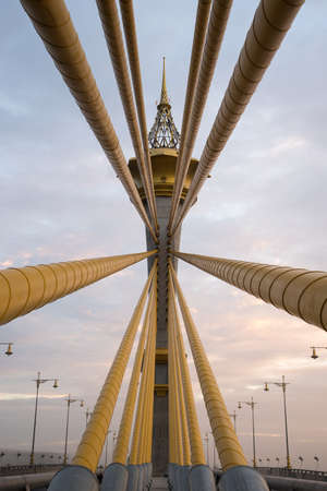 Nonthaburi bridge with evening light.の写真素材
