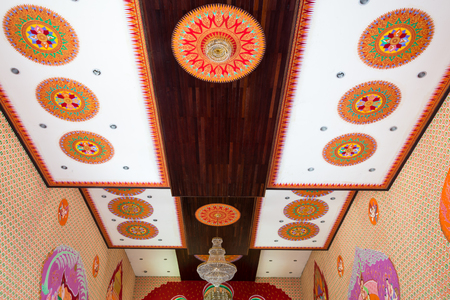 Ornate ceiling in Thailand templeのeditorial素材