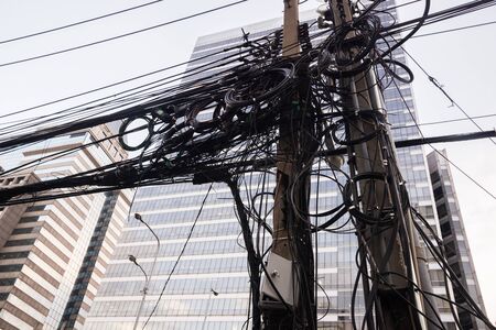 The cord mess in the city.