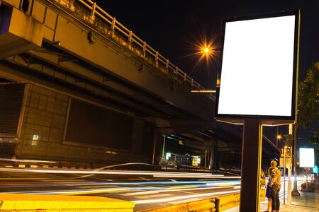 Billboards in the city have selected spotの写真素材