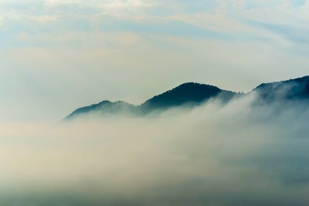 Mountain nature of misty clouds fast movement.の写真素材