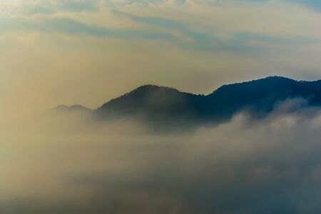 Mountain nature of misty clouds fast movement.の写真素材