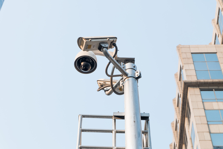 CCTV recording important events and a guard house and property.の写真素材