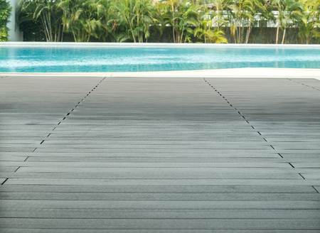 the planking of a swimming pool and it's edge.の写真素材