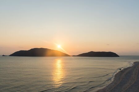Summer view of the sea and mountain range.の写真素材