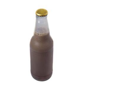 chocolate milk Bottle isolated white on background.の写真素材