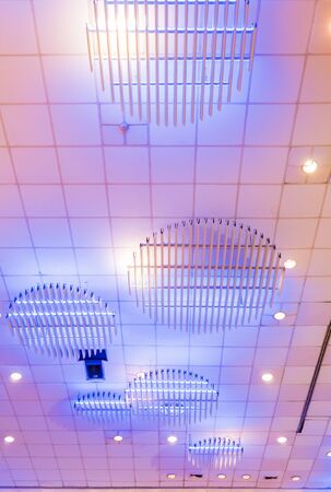 interior of metal roof structure of modern building.の写真素材