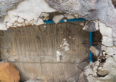The brick it broke damaged before new wall form construction.の写真素材