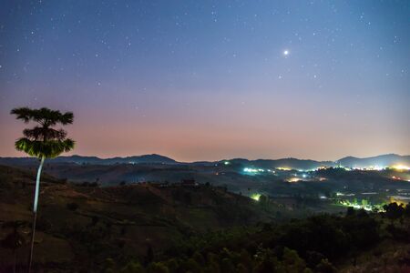 Of Sunrise And Mountain in thailandの写真素材