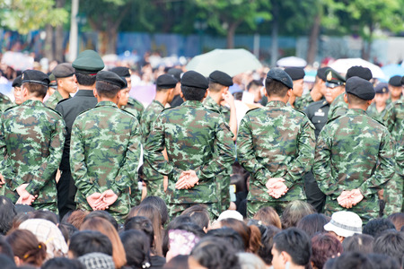 A soldier from the 9th Regiment Royal Logistics Corps stands at ease after a military parade.