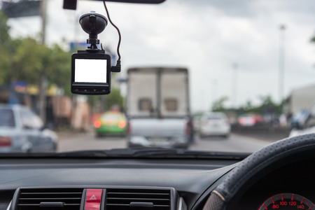car video recorder installed on the window.の写真素材