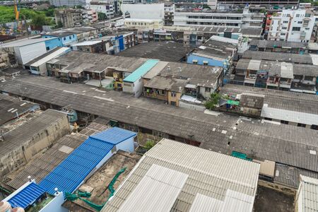 Aerial View Of Suburbs Roofs In Thailand City.のeditorial素材