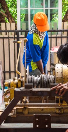 Workers helped move the stakeの写真素材