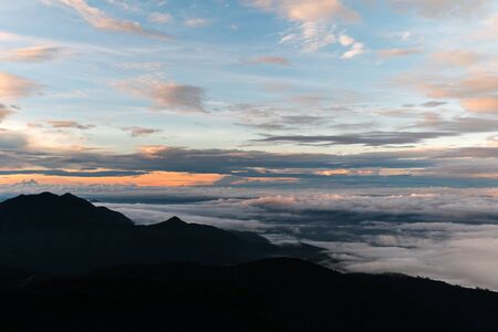 Sunrise at Doi Intanon National Park VIew point, Chiang Mai Thailandの写真素材
