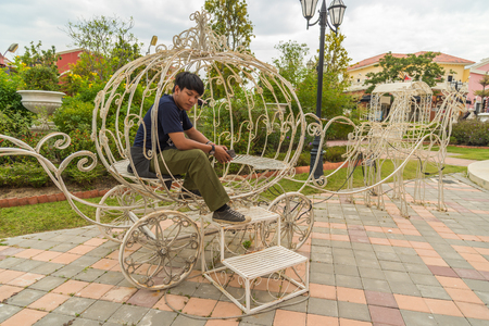 People stand take look at the camera in place.の写真素材