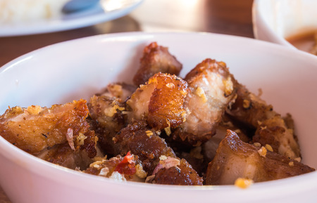 crispy pork in a bowlの写真素材